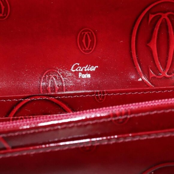 CARTIER Happy Birthday Long Wallet Enamel Bordeaux Auth bs27880 - Picture 10 of 16